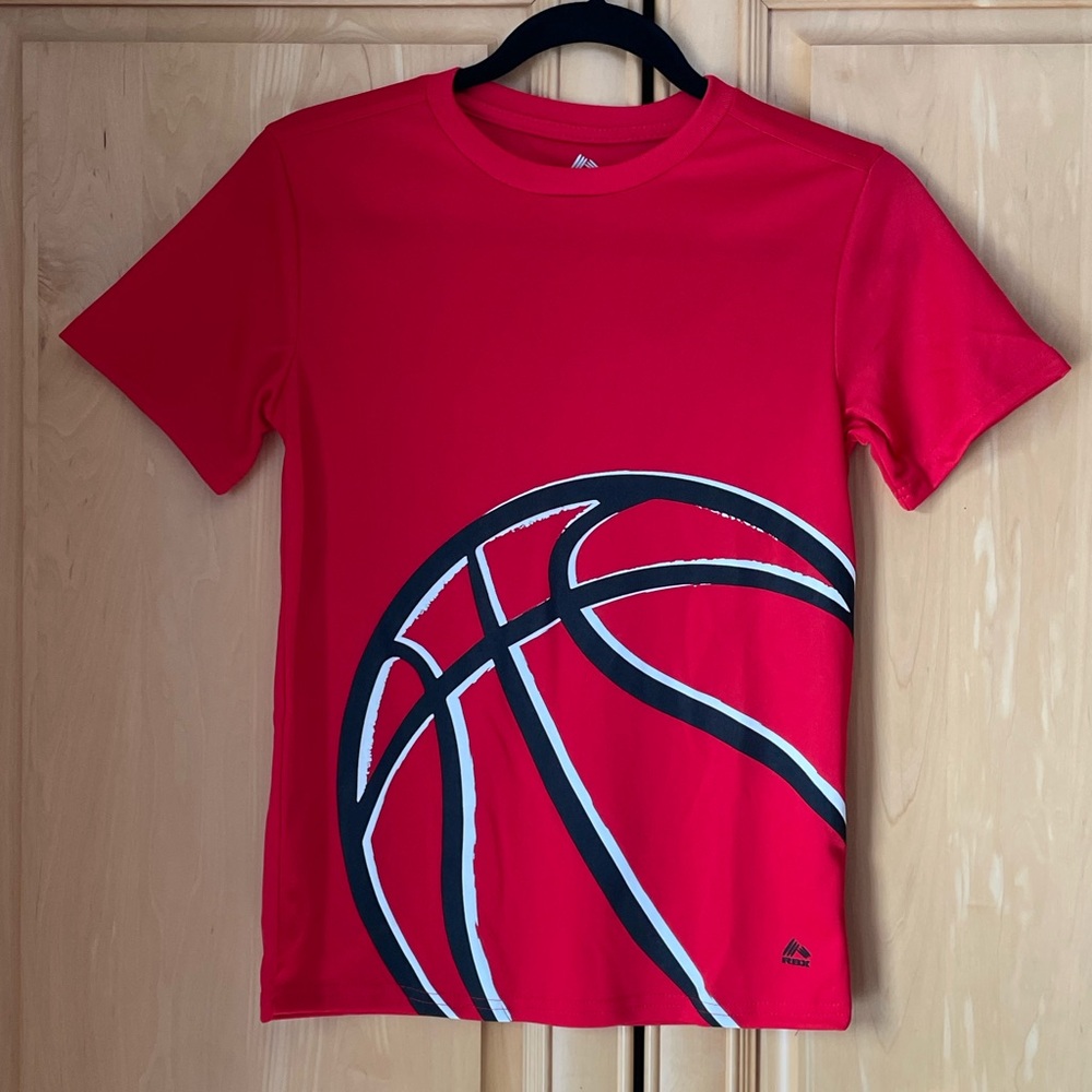 Adidas Kids Red Tee with Basketball Design